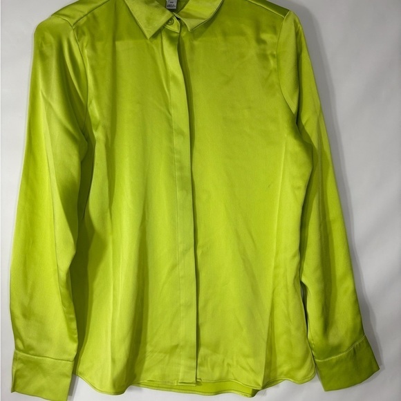 A New Day Dressy Satin Blouse in Lime Green XS - Picture 1 of 5